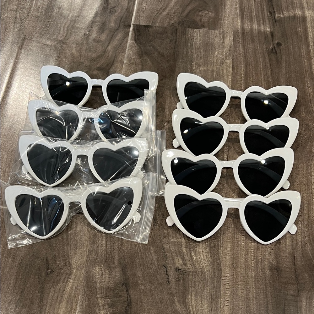 8 Heart-Shaped White Sunglasses